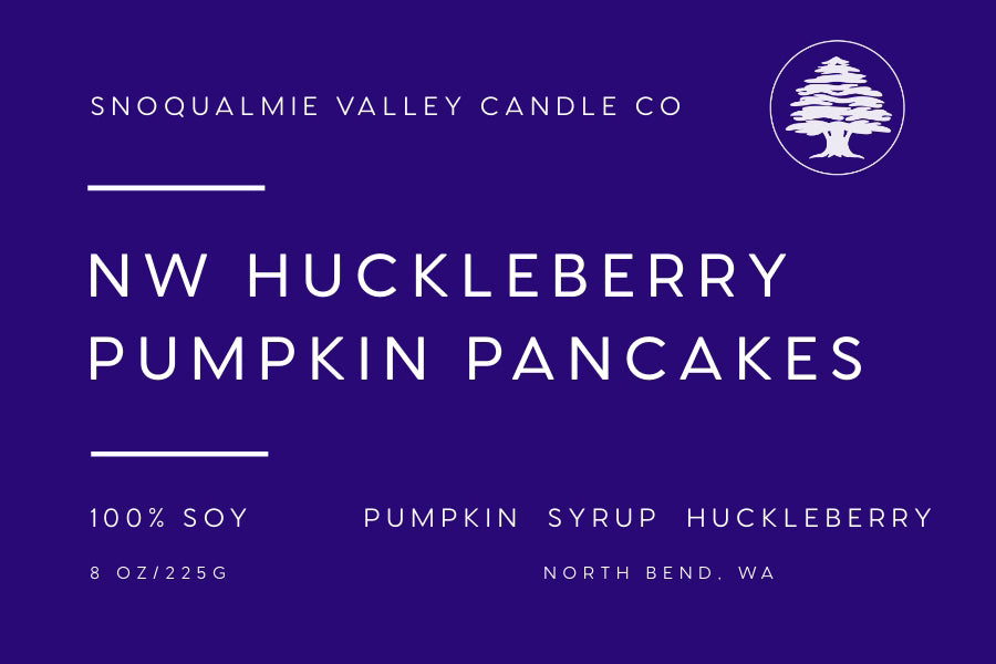 8 oz amber jar soy candle — NW Huckleberry Pumpkin Pancakes — Snoqualmie Valley Candle Company