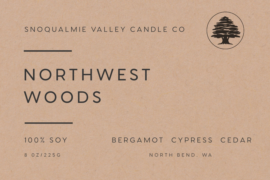 8 oz amber jar soy candle — Northwest Woods — Snoqualmie Valley Candle Company