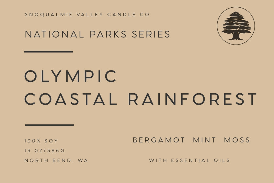 8 oz amber jar soy candle — Olympic Coastal Rainforest — Snoqualmie Valley Candle Company