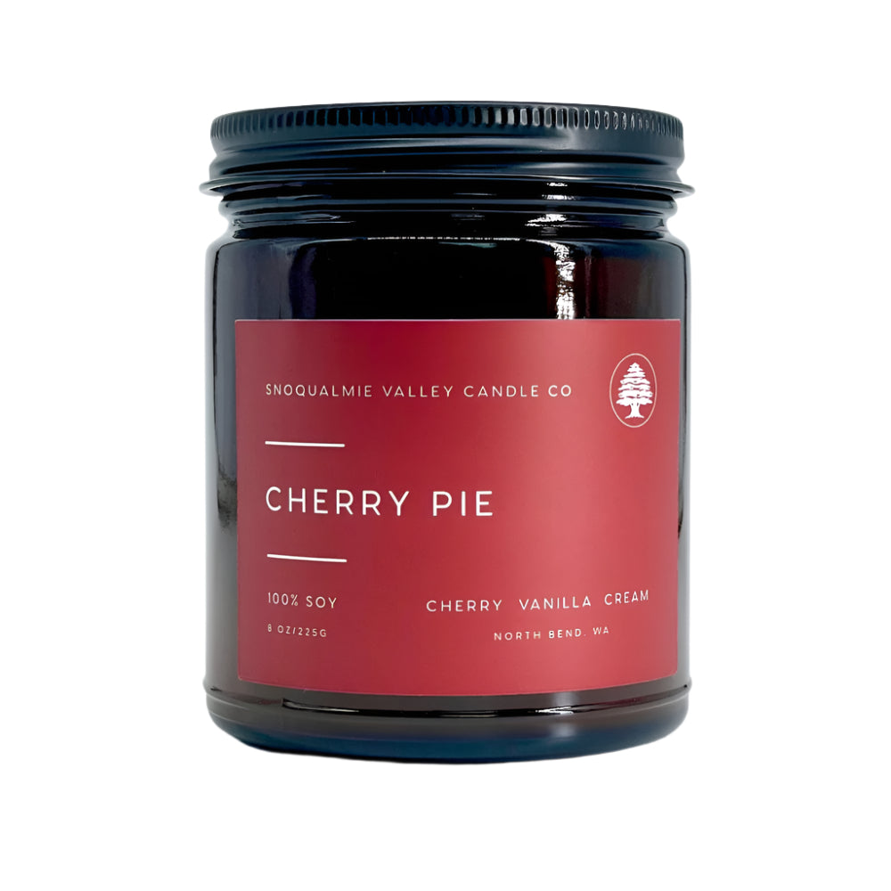8 oz amber jar soy candle — Cherry Pie — Snoqualmie Valley Candle Company