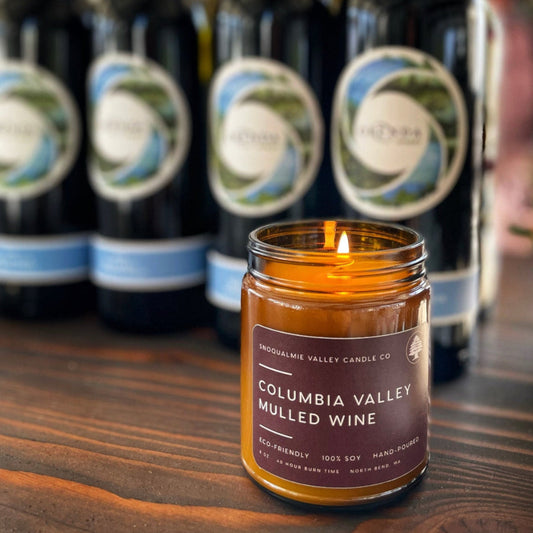 8 oz amber jar soy candle — Columbia Valley Mulled Wine — Snoqualmie Valley Candle Company
