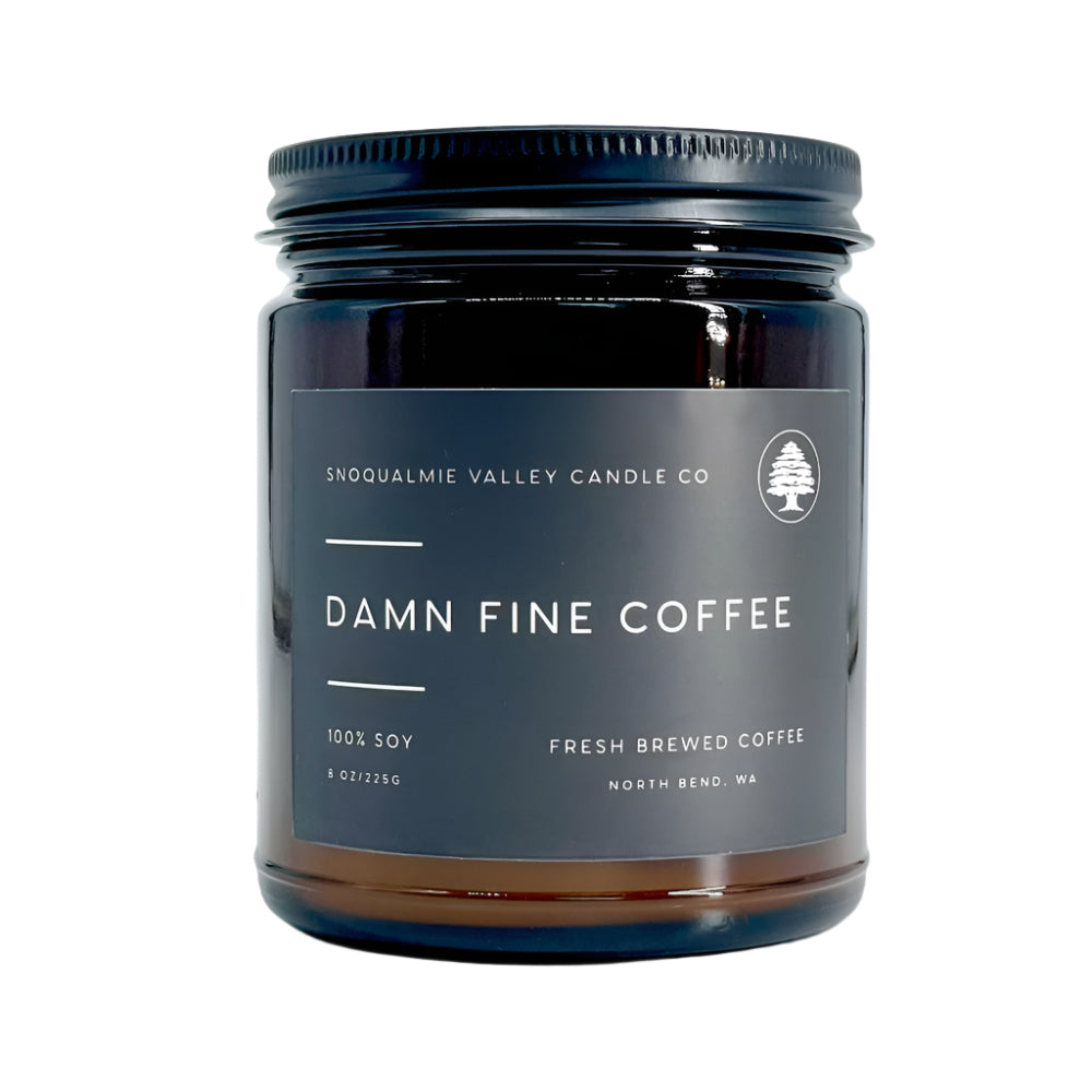 8 oz amber jar soy candle — Damn Fine Coffee — Snoqualmie Valley Candle Company