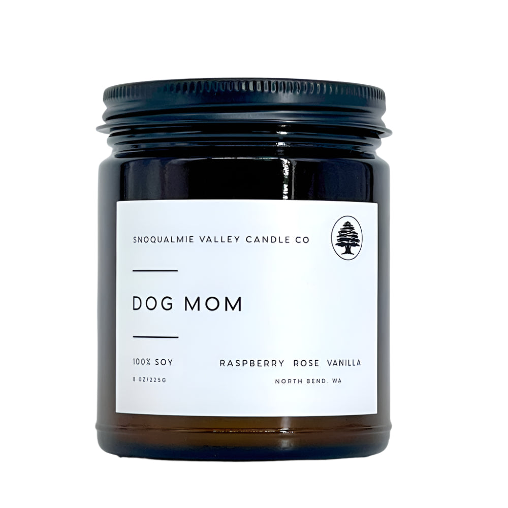 8 oz amber jar soy candle — Dog Mom — Snoqualmie Valley Candle Company