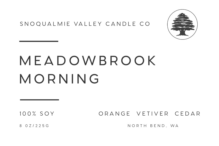 8 oz amber jar soy candle — Meadowbrook Morning — Snoqualmie Valley Candle Company