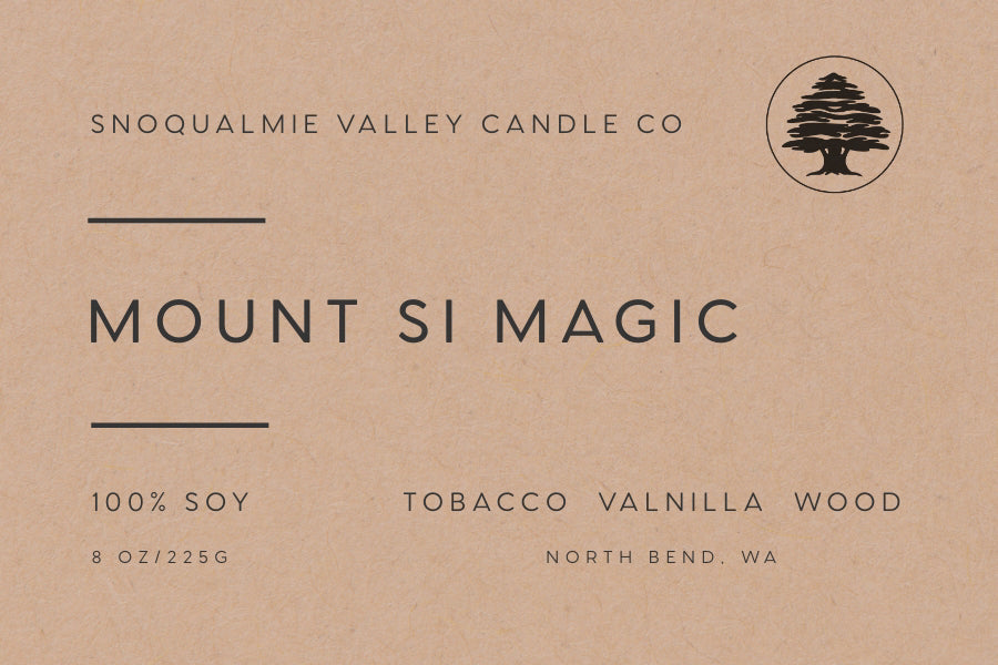 8 oz amber jar soy candle — Mount Si Magic — Snoqualmie Valley Candle Company