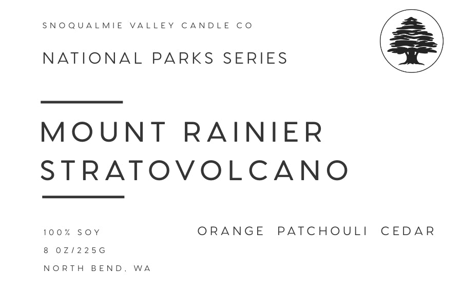 8 oz amber jar soy candle — Mount Rainier Stratovolcano — Snoqualmie Valley Candle Company