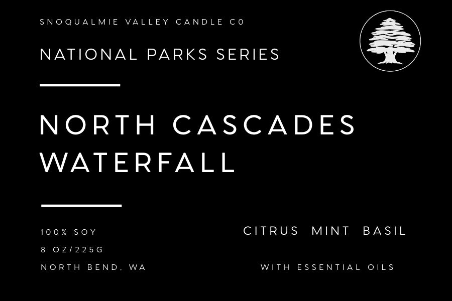 8 oz amber jar soy candle — North Cascades Waterfall — Snoqualmie Valley Candle Company
