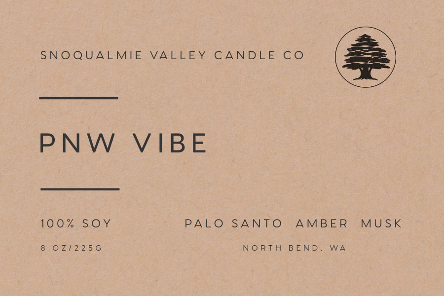 8 oz amber jar soy candle — PNW Vibe — Snoqualmie Valley Candle Company
