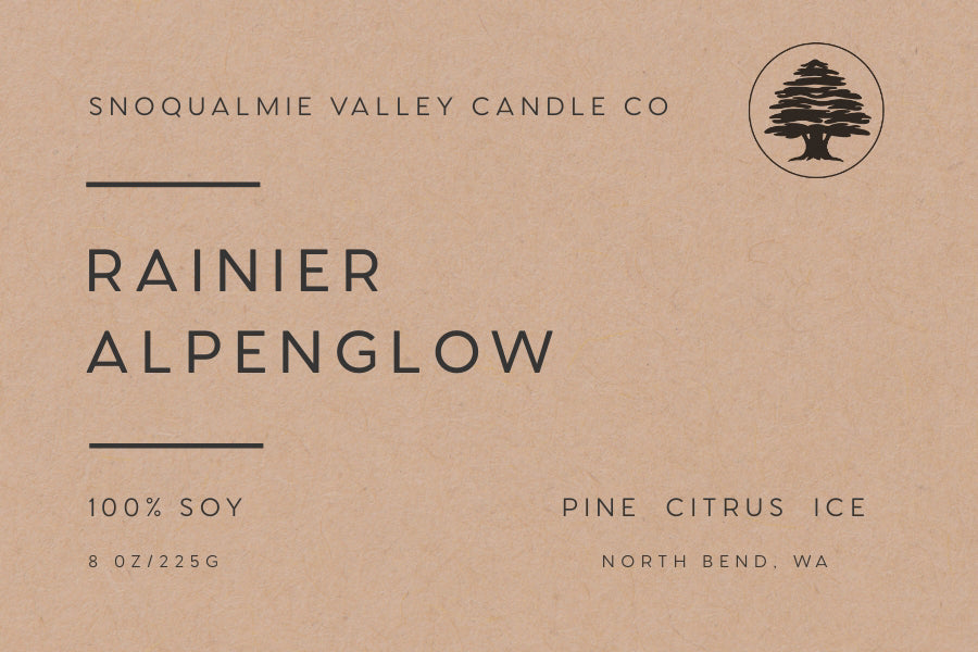 8 oz amber jar soy candle — Rainier Alpenglow — Snoqualmie Valley Candle Company