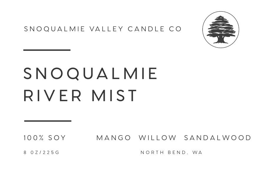 8 oz amber jar soy candle — Snoqualmie River Mist — Snoqualmie Valley Candle Company